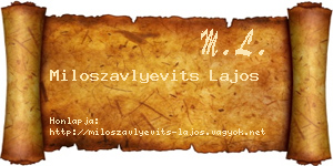Miloszavlyevits Lajos névjegykártya